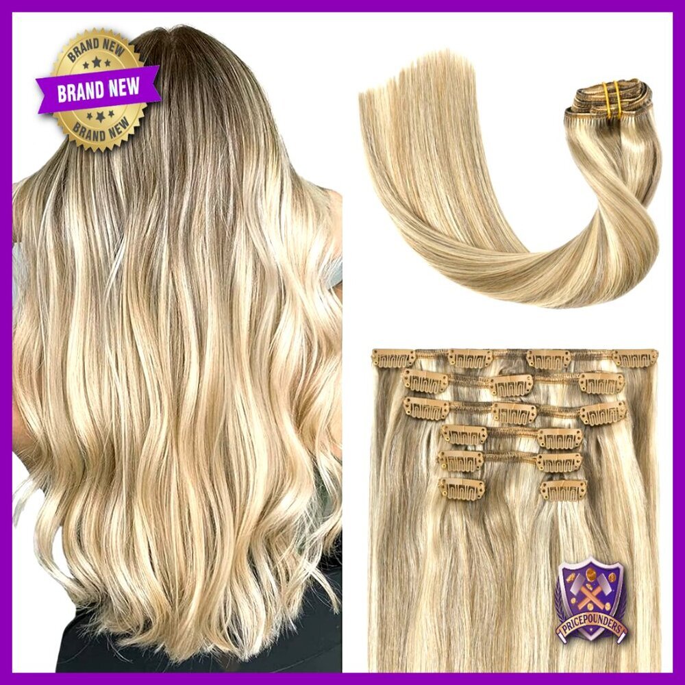 Real Human Hair Clip-In Extensions Straight Double Weft 7pcs 70g